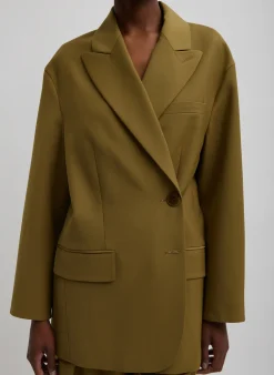 Hot Tibi Tropical Wool Liam Blazer Dark Hazel
