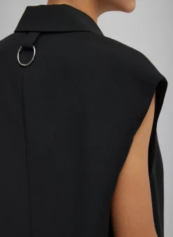 Discount Tibi Tropical Wool Liam Vest Black