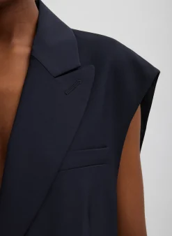 Sale Tibi Tropical Wool Liam Vest Navy