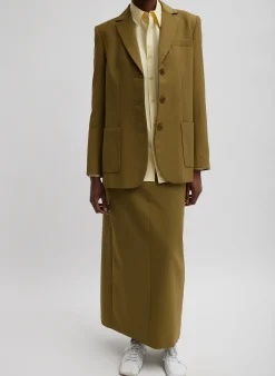New Tibi Tropical Wool Max Blazer Dark Hazel