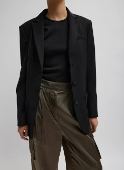 Online Tibi Tropical Wool Max Blazer Black
