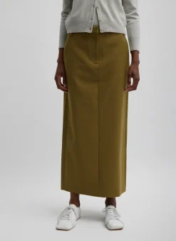 New Tibi Tropical Wool Maxi Trouser Skirt Dark Hazel
