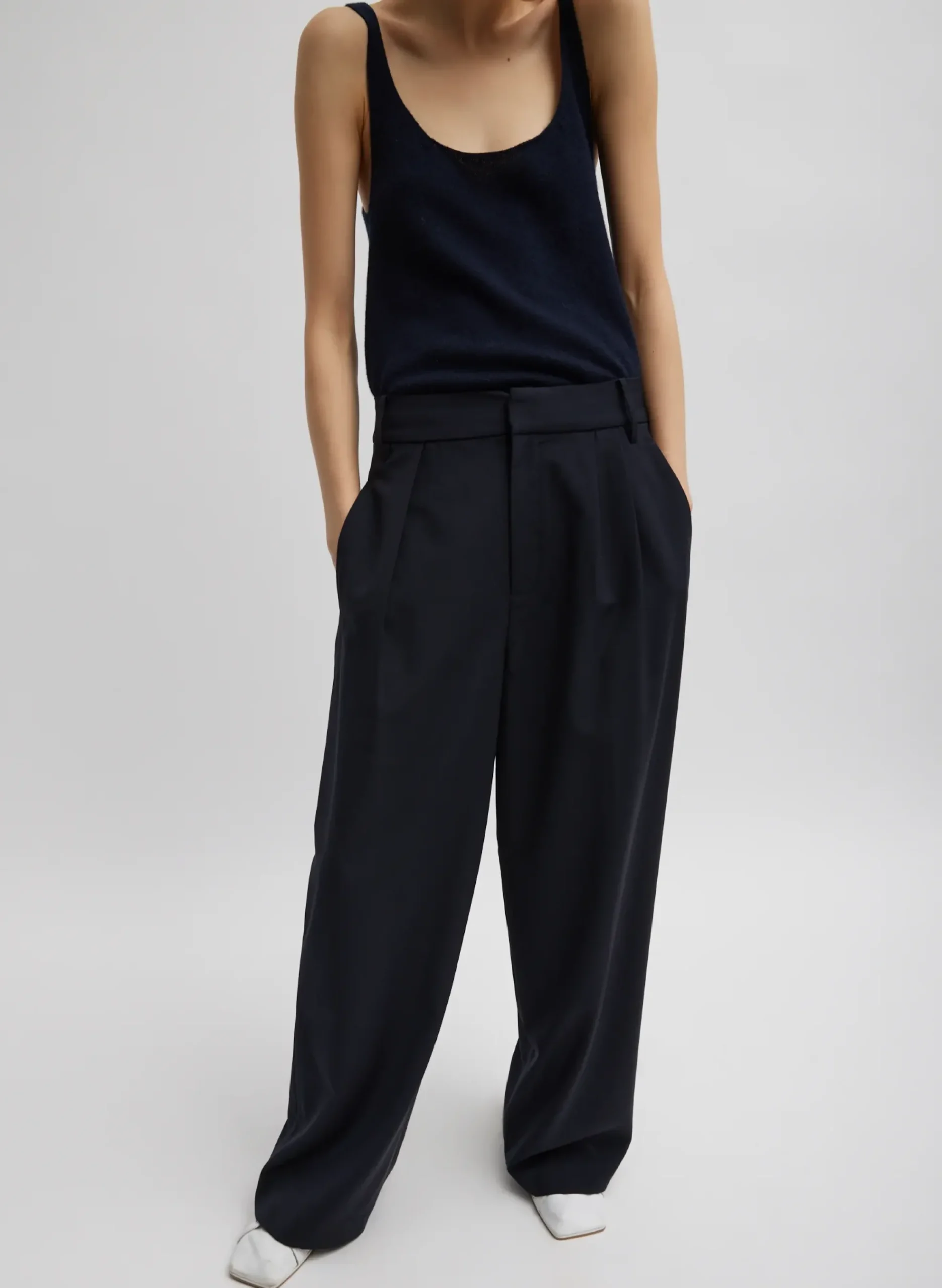 Hot Tibi Tropical Wool Stella Pant Navy