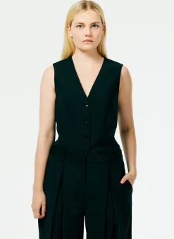 Outlet Tibi Tropical Wool Vest Black
