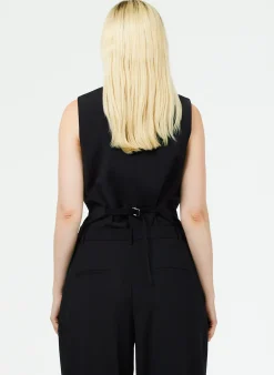 Outlet Tibi Tropical Wool Vest Black