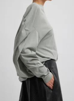 New Tibi T-Shirt Circular Top Pumice Grey