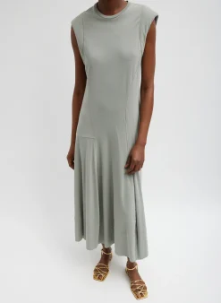 Discount Tibi T-Shirt Sleeveless Dress Pumice Grey