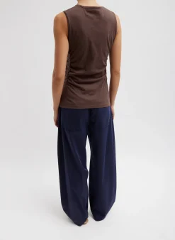 Sale Tibi T-Shirting Shirred Crewneck Top Cacao