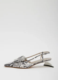 Discount Tibi Victor Embossed Snake Slingback Grey Embossed Snake