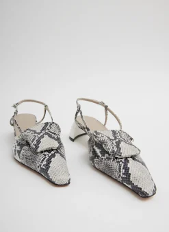Discount Tibi Victor Embossed Snake Slingback Grey Embossed Snake