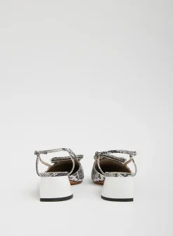 Discount Tibi Victor Embossed Snake Slingback Grey Embossed Snake