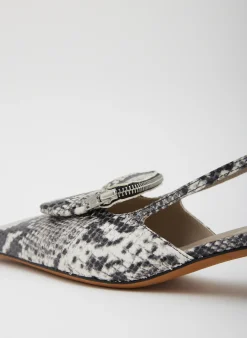 Discount Tibi Victor Embossed Snake Slingback Grey Embossed Snake