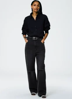 New Tibi Vintage Wash Black Denim Ryder Jean Vintage Black