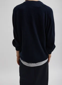 Best Tibi Washable Cashmere Crewneck Sweater Navy