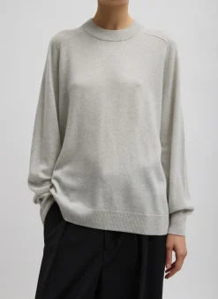 Discount Tibi Washable Cashmere Crewneck Sweater Light Heather Grey