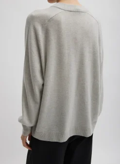 Discount Tibi Washable Cashmere Crewneck Sweater Light Heather Grey