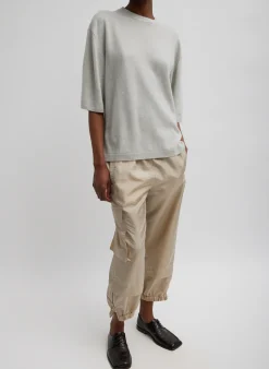 Clearance Tibi Washable Cashmere Oversized Easy T-Shirt Light Heather Grey