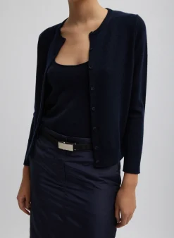 Tibi Washable Cashmere Shrunken Cardigan Navy
