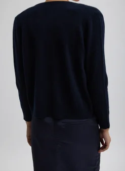 Tibi Washable Cashmere Shrunken Cardigan Navy