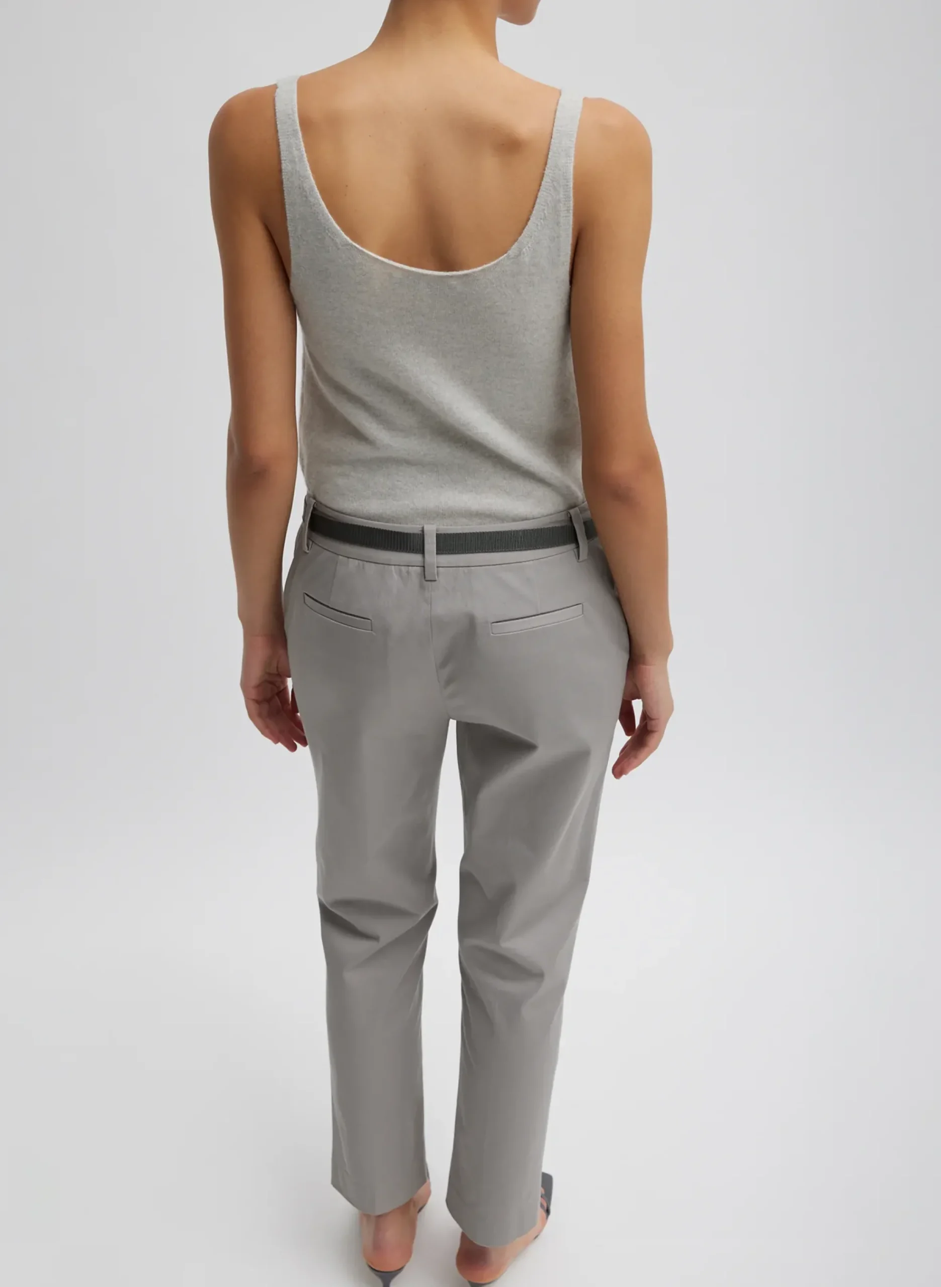 Hot Tibi Washable Cashmere Tank Sweater Light Heather Grey